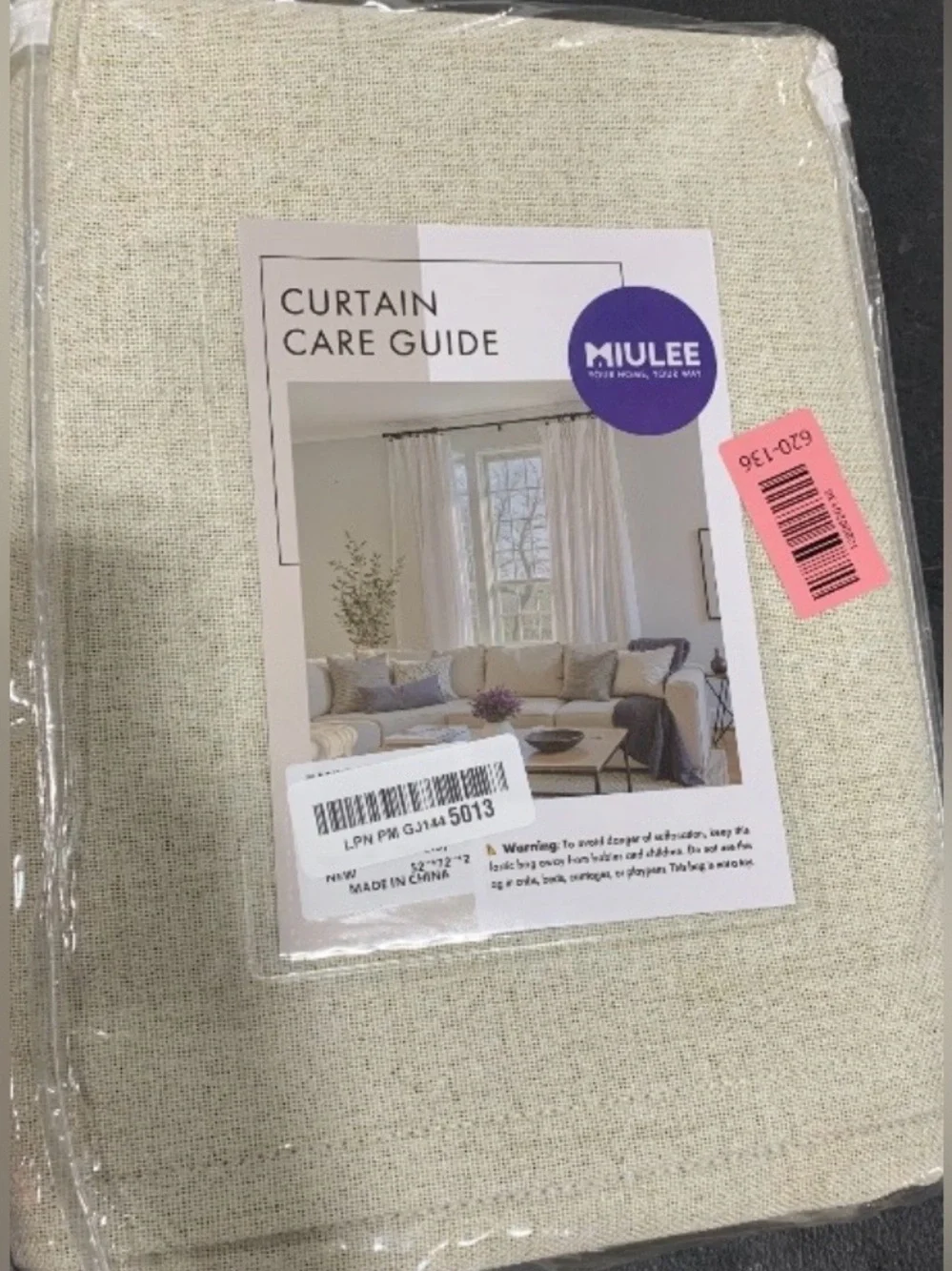 100% Blackout Curtains 52x72” (2-panels) CREAM